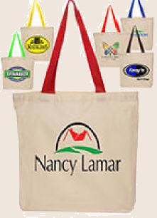 Natural Tote Bag with Color Handles