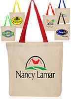 Natural Tote Bag with Color Handles